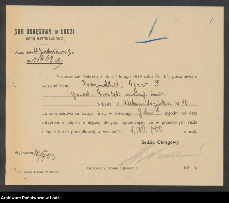 Obraz 3 z jednostki "Szmul Ojzer Fejndllich – sprzedaż resztek manufaktury bawełnianej"