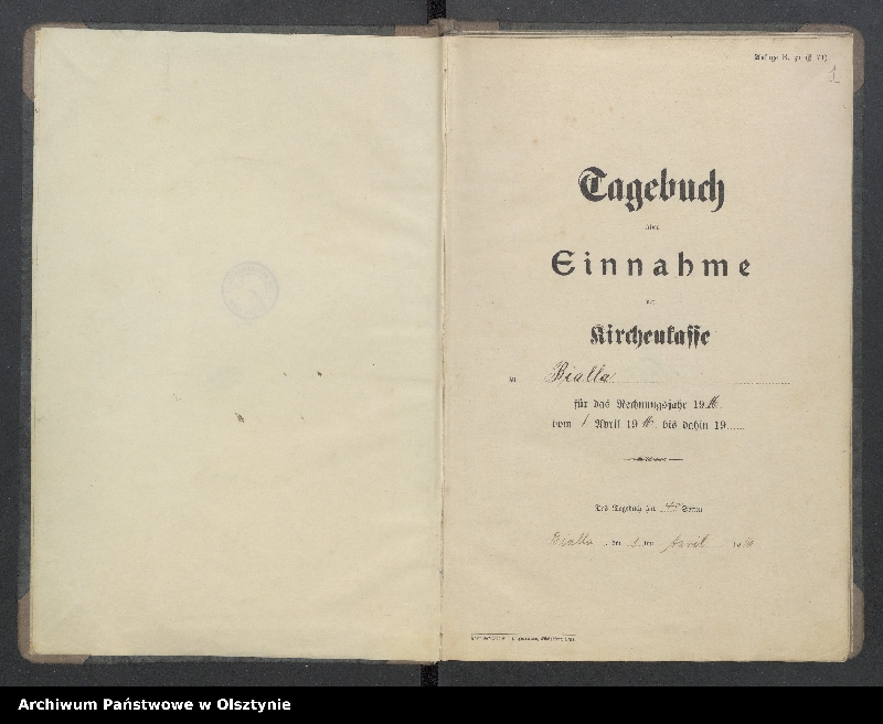 image.from.unit.number "Tagebuch der Kirchen Kasse zu Bialla"