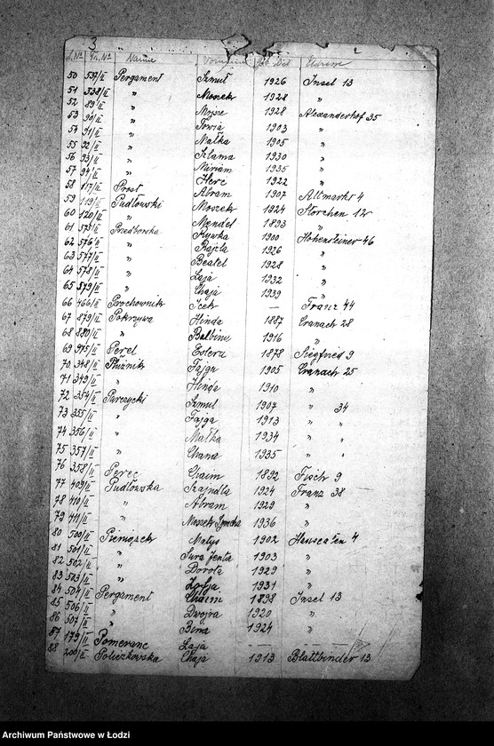 Obraz 5 z jednostki "[Wykazy imienne Żydów wysiedlonych z getta łódzkiego]"