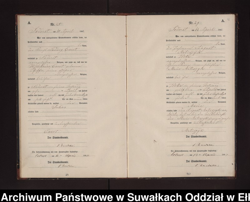 Obraz 19 z jednostki "Geburts-Neben-Register des Preussischen Standes-Amtes Neuhoff Kreis Loetzen"