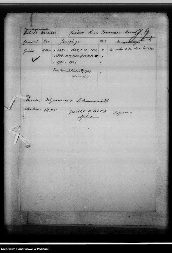 image.from.unit.number "Einziehungsprotokolle [ksiąg kościelnych] Kreis Tomaszów Mazowiecki [dotyczy gminy Jeżów, powiat Brzeziny, województwo łódzkie]"