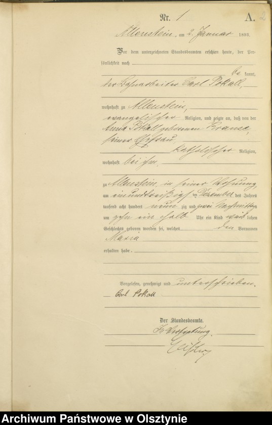 image.from.unit.number "Geburts-Haupt-Register Tom I,Nr 1 - 315"