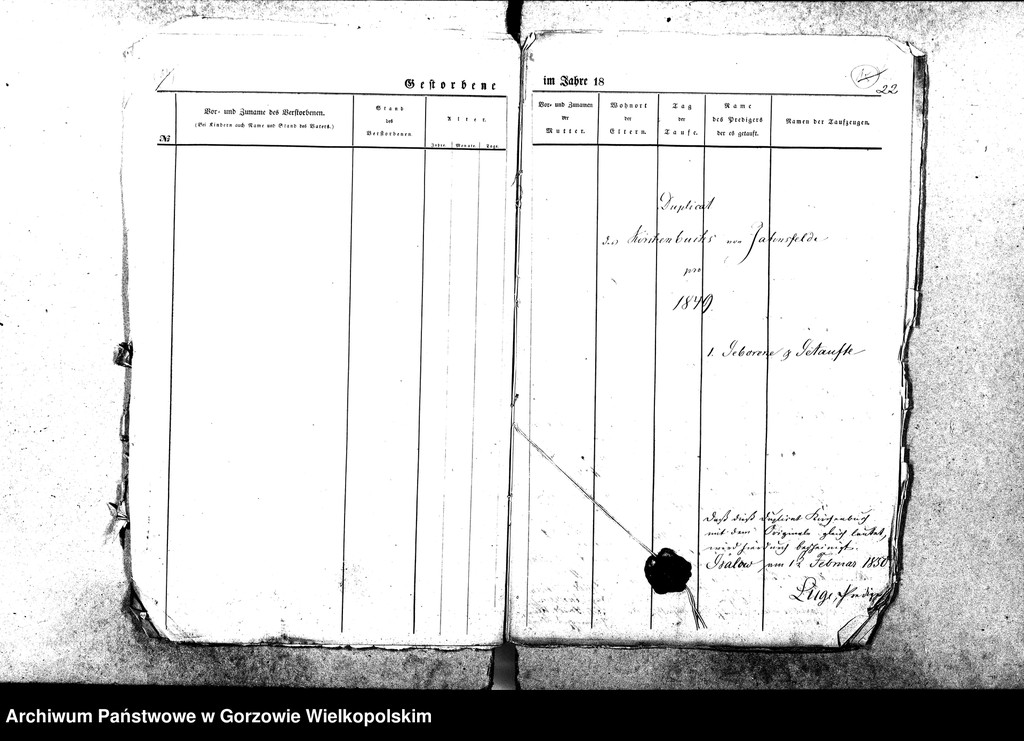 image.from.unit.number "Duplikate der Kirchenbücher von der Parochie Gralow: Gralow (Gralewo) mit Krieningswerder (Krzynka) und Bergkolonie (Górki), Jahnsfelde (Janczewo), Pollychen (Stare Polichno), Zantoch (Santok)"