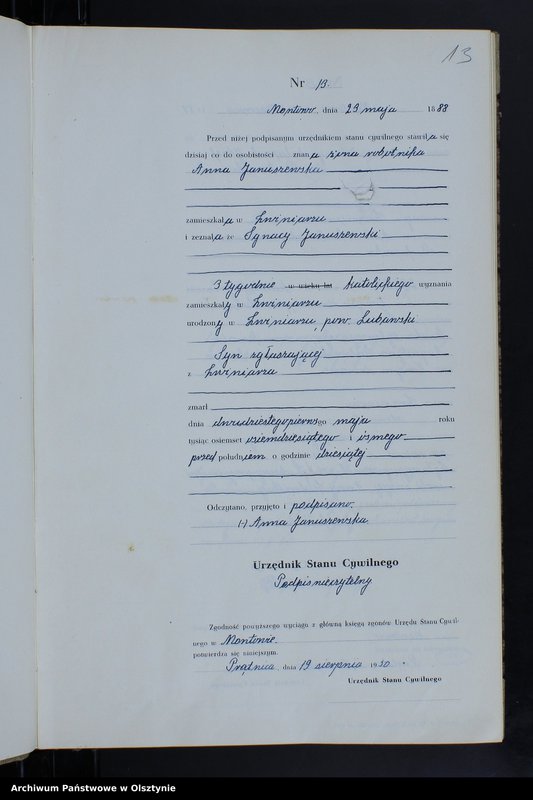 image.from.unit.number "Księga zgonów Nr 1 - 38,1 - 42,1 - 45 i 1 - 62 /brak lat 1890 - 1895/ /przepisana w języku polskim z oryginału niemieckiego w dniach16.07.-22.08.1950"
