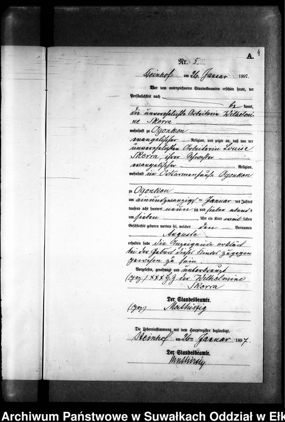 image.from.unit.number "Geburts-Neben-Register des Preussischen Standes-Amtes Gr. Strengeln Kreis Angerburg"