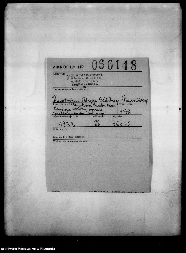 Obraz 2 z jednostki "Państwowa Szkoła Przemysłowo Handlowa Żeńska- Leszno [protokół z egzaminu końcowego]"