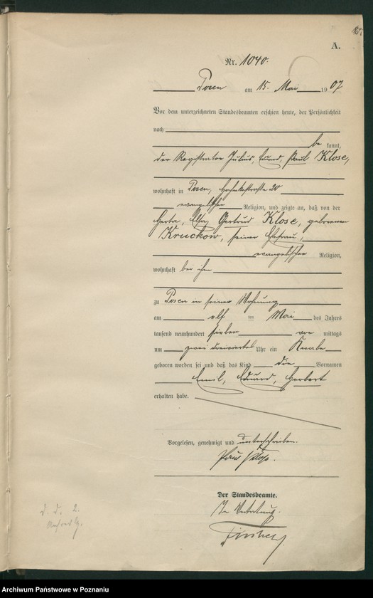 Obraz 9 z jednostki "Księga miejscowa urodzeń tom III [Rejestr główny urodzeń]"