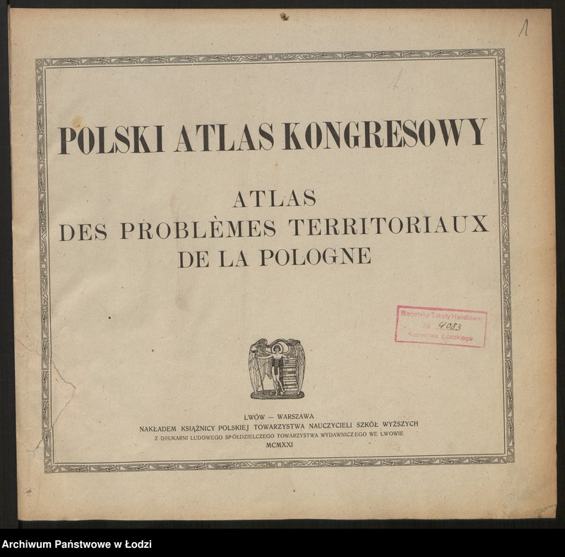 Obraz 3 z jednostki "Polski atlas kongresowy, Lwów, Warszawa 1921"