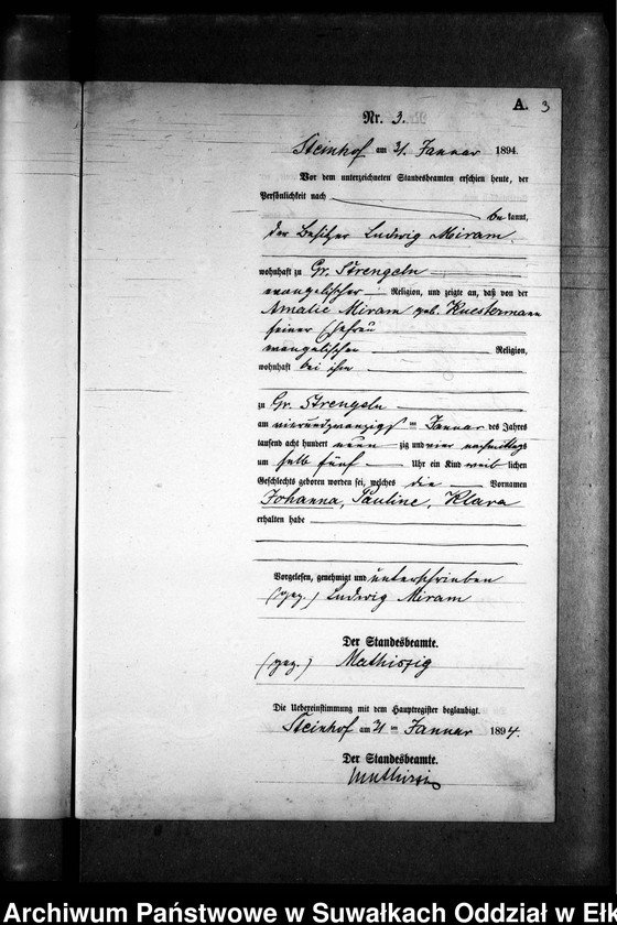 image.from.unit.number "Geburts-Neben-Register des Preussischen Standes-Amtes Gr. Strengeln Kreis Angerburg"