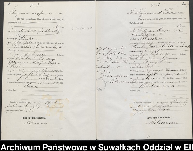 image.from.unit.number "Geburts-Haupt-Register des Königlich Preussischen Standes-Amtes Ukta Kreis Sensburg"