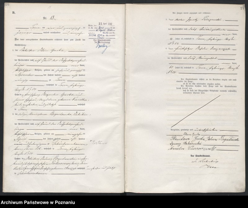 Obraz 15 z jednostki "Księga miejscowa małżeństw tom I [Rejestr główny małżeństw]"