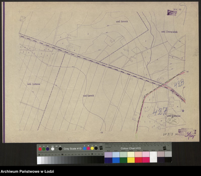 Obraz 1 z jednostki "Plan m. Łodzi 1:2000 z oznaczeniem podziału miasta na Obwody Komitetów Blok. Sekcja NW79"