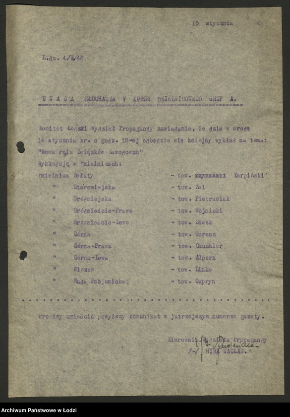 Obraz 4 z jednostki "Komunikaty w sprawie szkolenia międzypartyjnego"