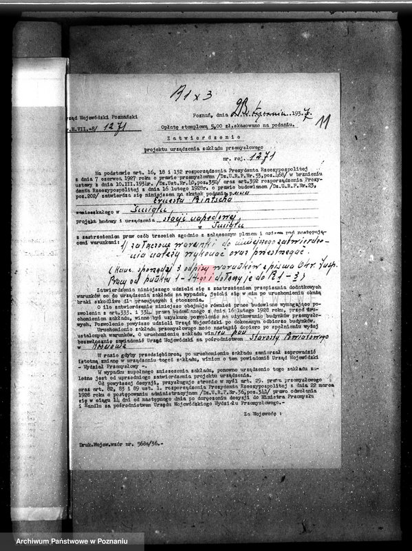 Obraz 15 z jednostki "Zatwierdzenie zakładu przemysłowego stacji napędowej Ernesta Bintscha w Śmiglu, pow. kościański"