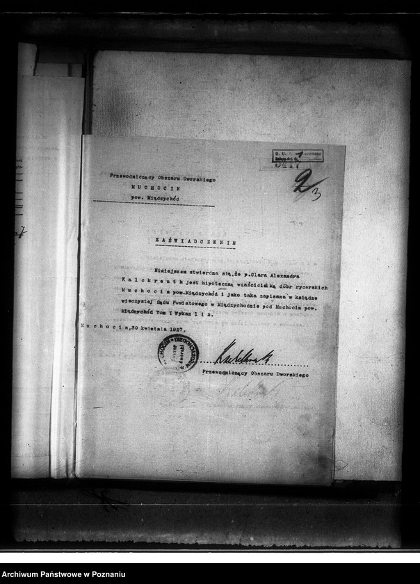 Obraz 7 z jednostki "Wyłączenie z art.. 4/5 ustawy o wykonaniu reformy rolnej z majątku Muchocin powiatu międzychodzkiego"