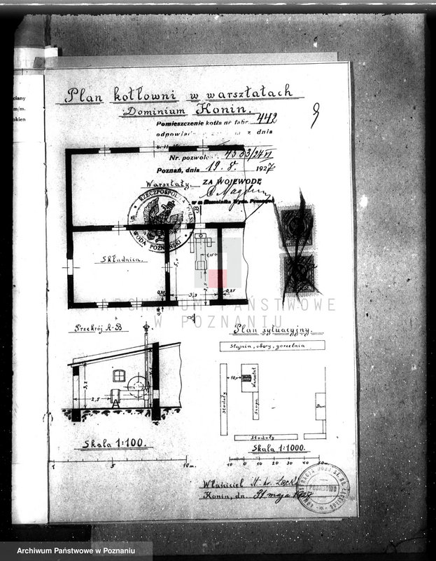 Obraz 13 z jednostki "Dominium Konin hr St. Łęcki, warsztaty reparacyjne - pow. Nowy Tomyśl nr woj. kotła 3787"
