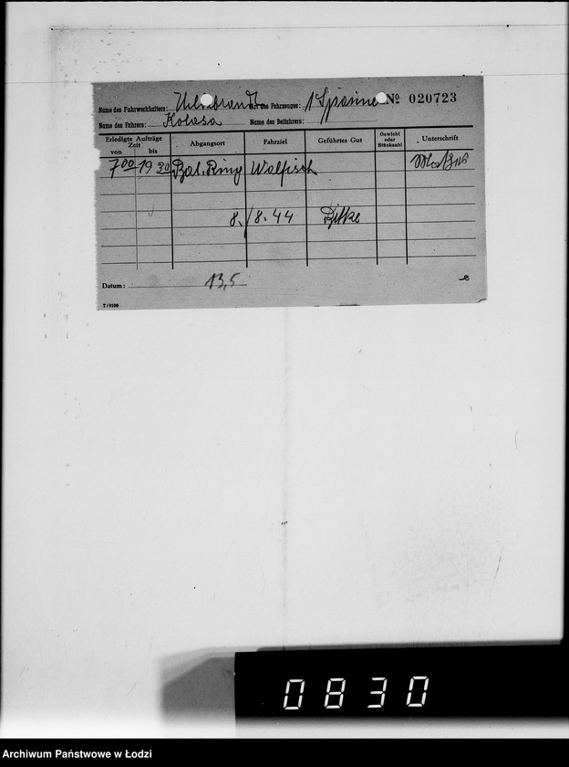 Obraz 13 z jednostki "Adolf Hildebrandt [rachunki za usługi transportowe dla Getta]"