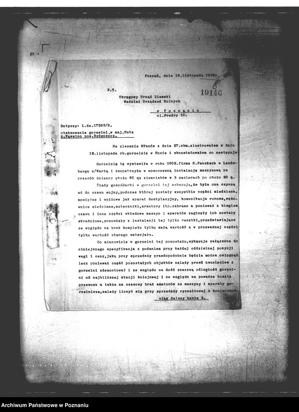 Obraz 12 z jednostki "Huta - powiat bydgoski /m.in. wyszacowanie gorzelni/"