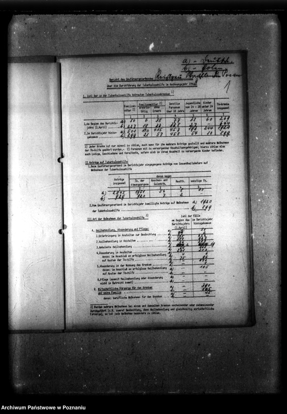 Obraz 5 z jednostki "Statistik - Bericht des Gaufürsorgeverbandes Kreisgau Wartheland in Posen über die Durchführung der Tuberculosehilfe im Rechnungsjahr 1943."