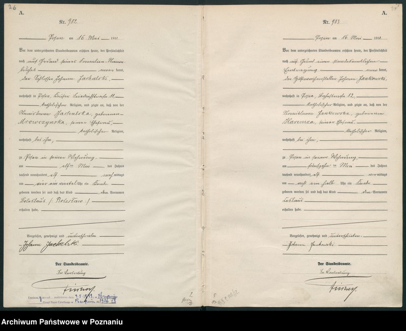 Obraz 16 z jednostki "Księga miejscowa urodzeń tom III [Rejestr główny urodzeń]"