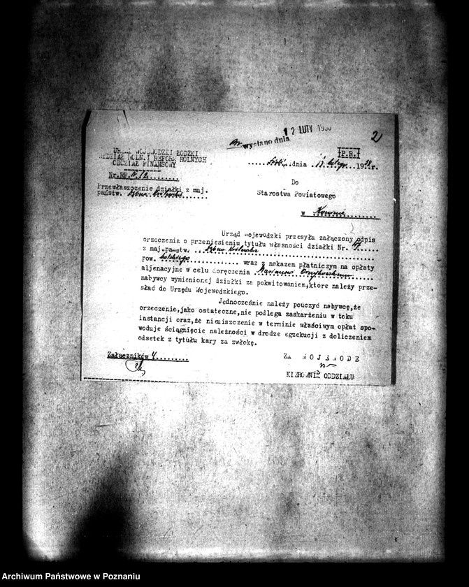 Obraz 6 z jednostki "Przymusowy wykup majątku ziemskiego Ląd na cele reformy rolnej"