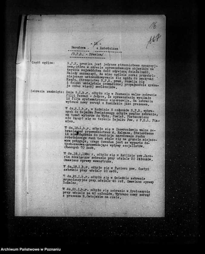 Obraz 20 z jednostki "Sprawozdania sytuacyjne miesięczne z życia społeczno-politycznego za miesiące styczeń, luty, marzec 1930 r."