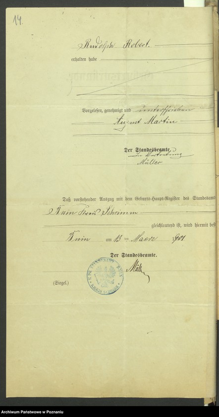 Obraz 16 z jednostki "Die von den Verlobten beigebrachten Urkunden zur Eheschliessung pro 1901. Vol VII"