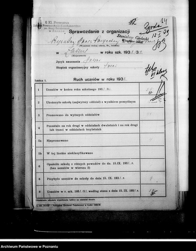 Obraz 18 z jednostki "Prywatna Szkoła Powszechna Zarządu Towarzystwa Szkolnego imienia Braci Śniadeckich w Żninie"