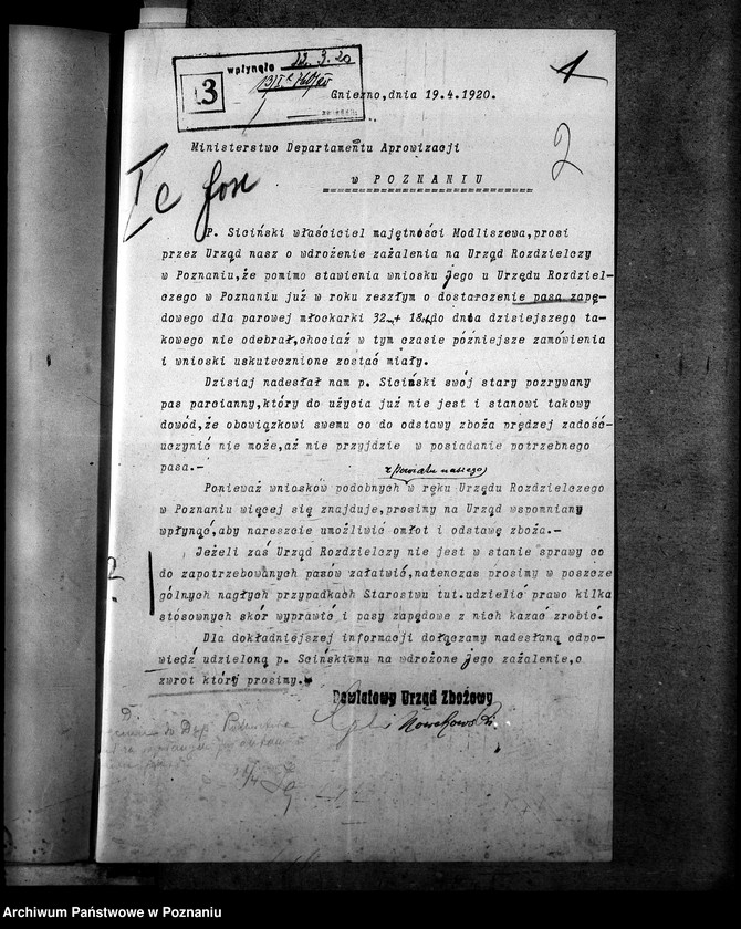 Obraz 6 z jednostki "Sprawy szczegółowo-administracyjne Pasy zapędne"