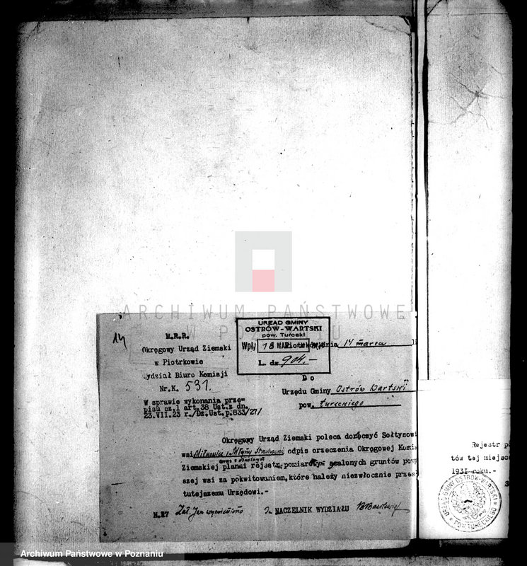 Obraz 18 z jednostki "Regulacja hipoteczna scalonych gruntów Miłkowice powiatu tureckiego"