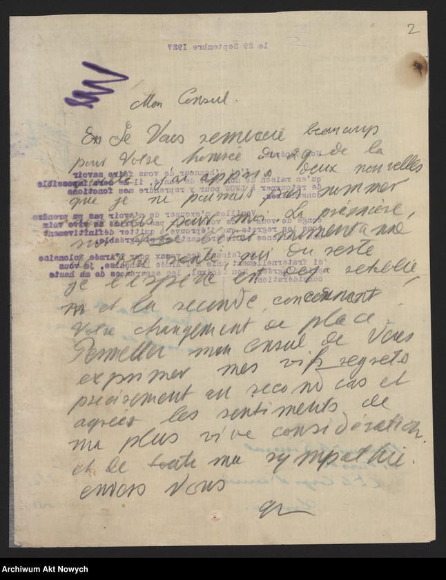 image.from.unit.number "Flach Paul, konsul Republiki Francuskiej we Lwowie. Podziękowanie i życzenia."