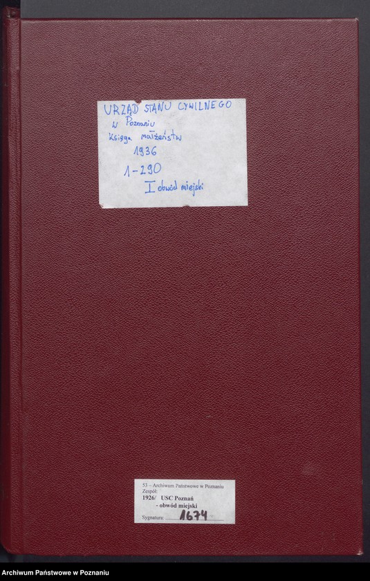 Obraz 2 z jednostki "Księga miejscowa małżeństw tom I [Rejestr główny małżeństw]"
