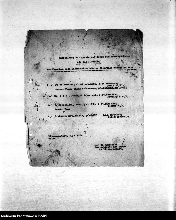 Obraz 16 z jednostki "[Korespondencja PSŻ w sprawie ruchu ludności getta, indywidualnych przesiedleń, przekazywania dzieci do getta itp.]"