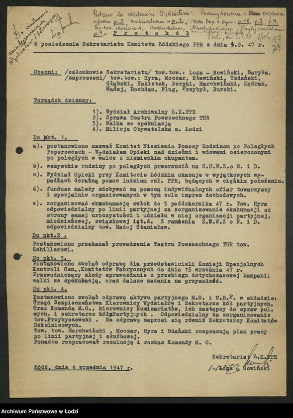 Obraz 18 z jednostki "Protokoły z posiedzeń Sekretariatu KŁ"