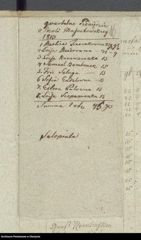 image.from.unit.number "Schul-Cassen Rechnung des Kirchspiels Widminnen"