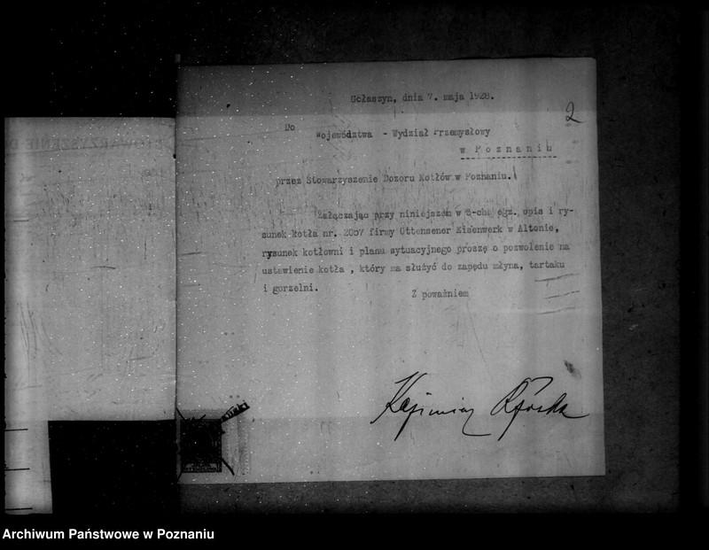 image.from.unit.number "Młyn, tartak i gorzelnia w Gołaszynie powiat rawicki K. Rzóski nr woj. kotła 407"