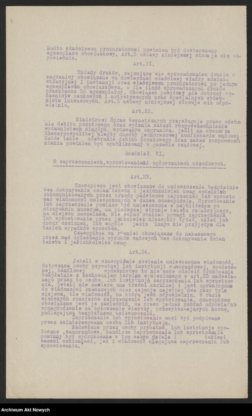 image.from.unit.number "Posiedzenie Rady Ministrów 2 X 192(?). Załącznik do porządku obrad w postaci Ustawy Prasowej"