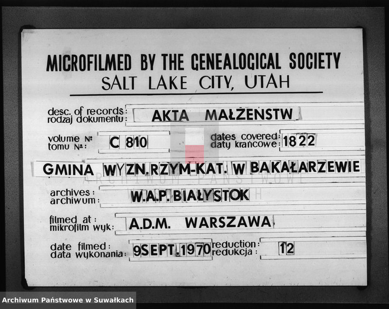 image.from.unit.number "Akta Zaślubionych Gminy Bakałarzewskiey pro 1822-gi"