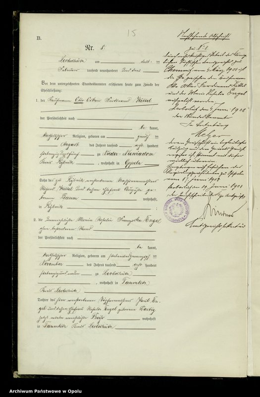 image.from.unit.number "Heiraths-Haupt-Register Standesamts Leobschütz pro 1903"