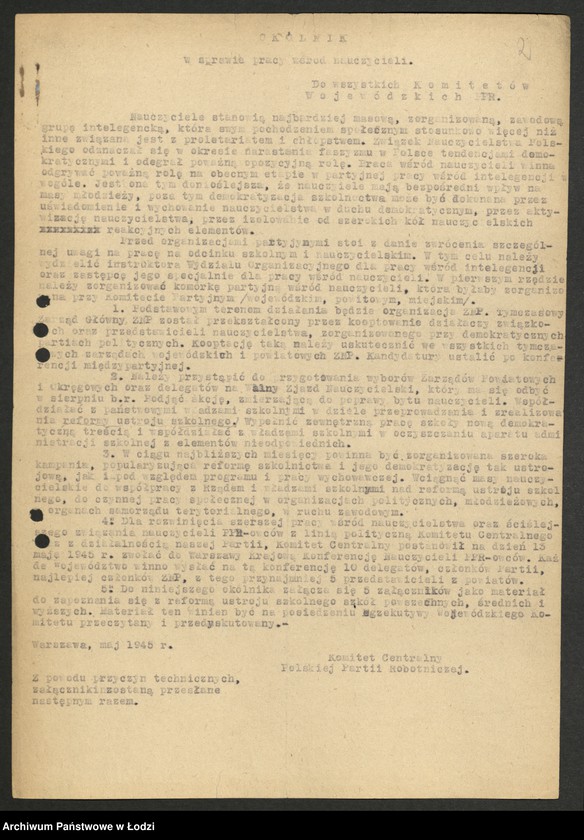 Obraz 3 z jednostki "Instrukcje, okólniki i szyfrogramy Komitetu Centralnego"