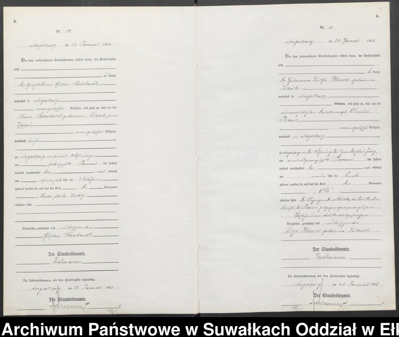 Obraz 10 z jednostki "Geburts-Neben-Register des Preussischen Standes-Amtes Angerburg Kreis Angerburg"