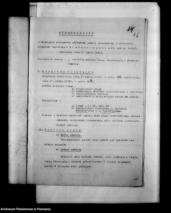 Obraz 19 z jednostki "Prywatna Szkoła Powszechna z niemieckim językiem nauczania Siedmiorogów powiat Gostyń"