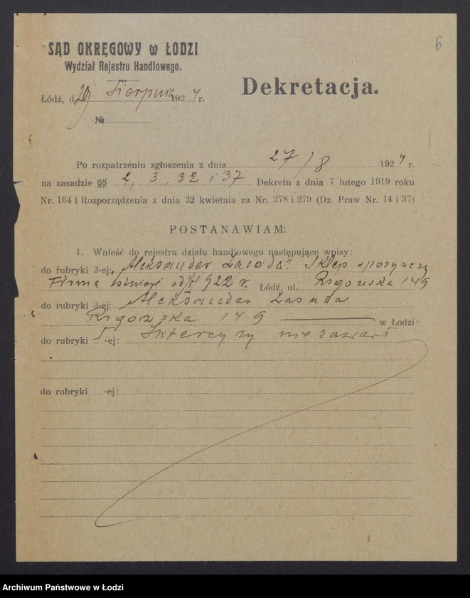 Obraz 8 z jednostki "Aleksander Zasada- sklep spożywczo-kolonialny"