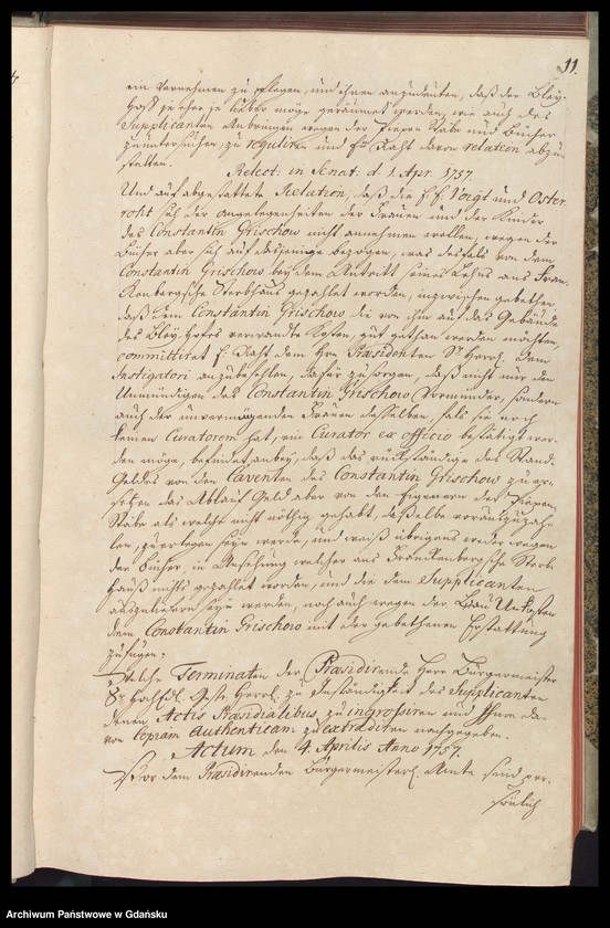 image.from.unit.number "Actum coram Officio […] Johannis Renner Praeconsulis ac Praesidis [17.III.1757-14.III.1758] Johannis Renner nec non Fisci Administratoris [6.IV.1757-25.II.1758] /indeks/"