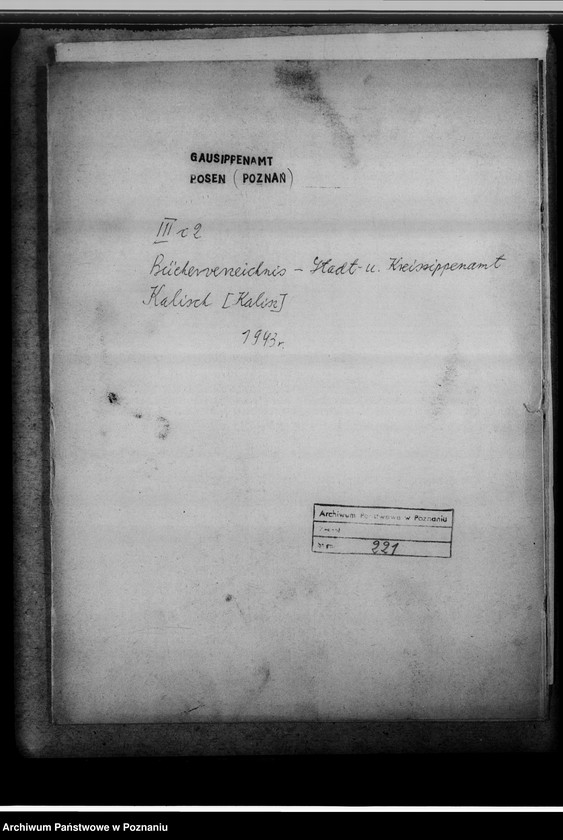 Obraz 4 z jednostki "Bücherverzeichnis, Stadt- und Kreissippenamt Kalisch [Kalisz]"