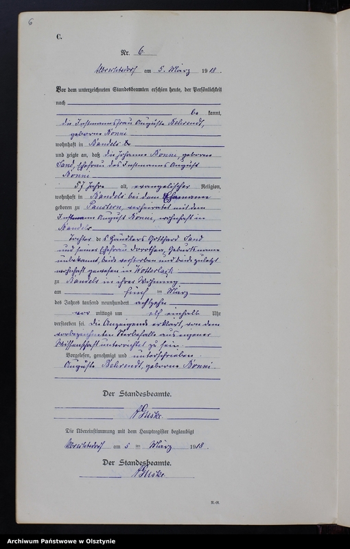 Obraz 8 z jednostki "Sterbe-Neben-Register Nr 1 - 32 [ Księga zgonów - wtóropis ]"