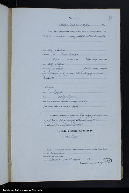 image.from.unit.number "Księga zgonów Nr 1 - 14,1 - 41,1 - 51,1 - 49 i 1 - 39 /brak lat 1875,1877/ /przepisana w języku polskim z oryginału niemieckiego w dniach 17.08.-12.09.1950/"