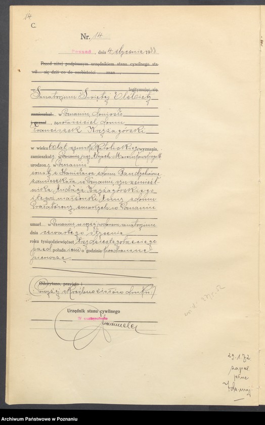 Obraz 16 z jednostki "Księga miejscowa zgonów tom I [Rejestr główny zgonów]"