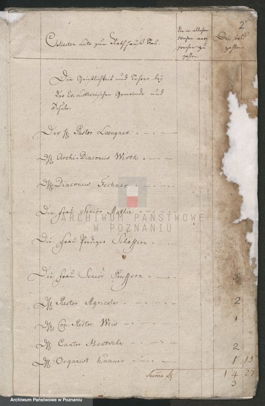 Obraz 3 z jednostki "1. Collectenliste in Morgen - und Abendteil (zum Rathausbau), 2. Collectenliste im Mittag - Mitternachtsteil (zum Rathausbau); język niemiecki"