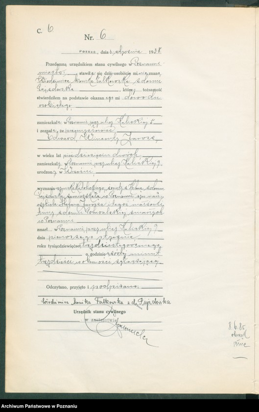 Obraz 8 z jednostki "Księga miejscowa zgonów tom I [Rejestr główny zgonów]"
